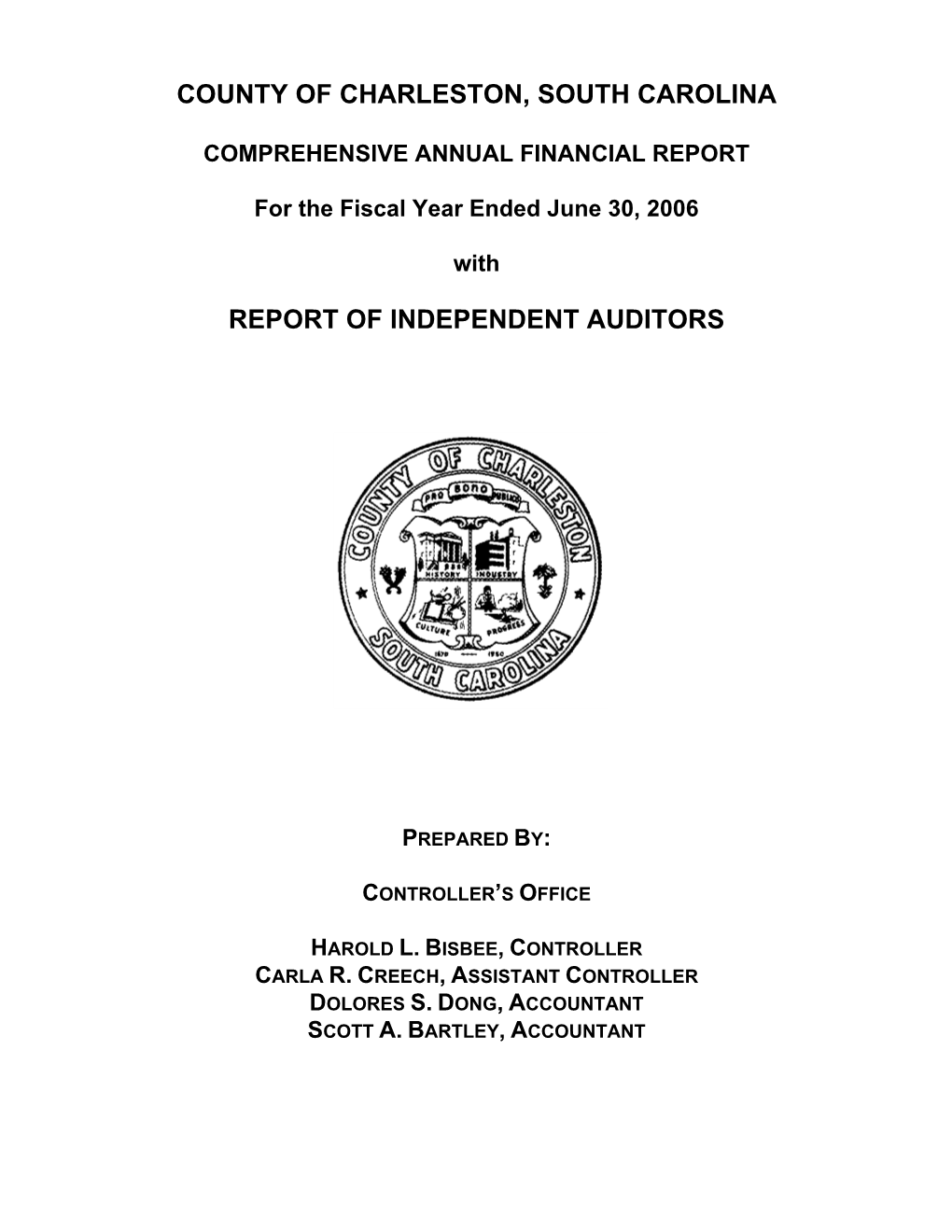 F:\CAFR2006\Table of Contents\Cafrcoversheet.Wpd