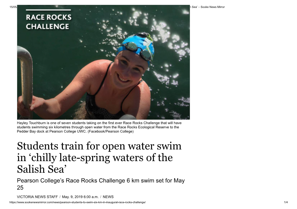 Students Train for Open Water Swim in ‘Chilly Late-Spring Waters of the Salish Sea’ – Sooke News Mirror