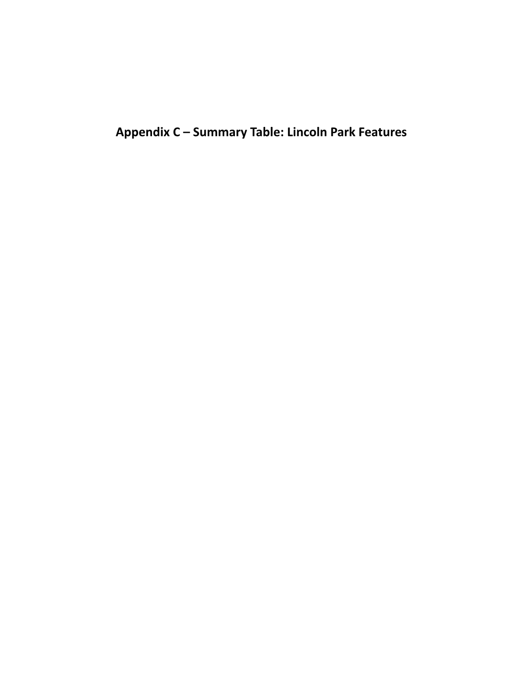 Appendix C – Lincoln Park Resources