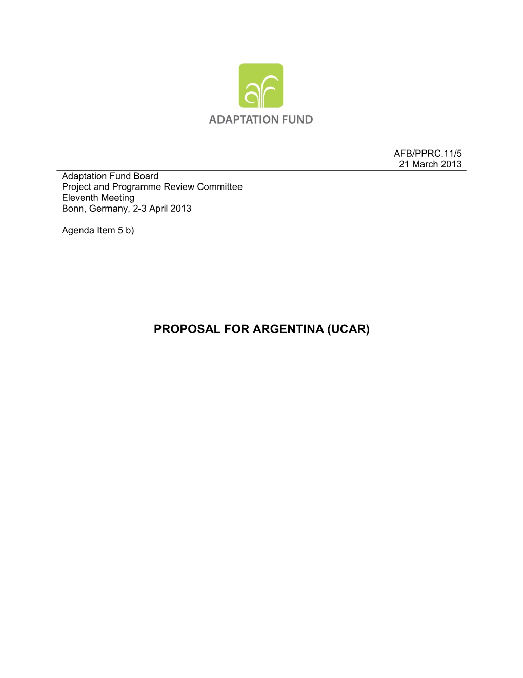 Proposal for Argentina (Ucar)