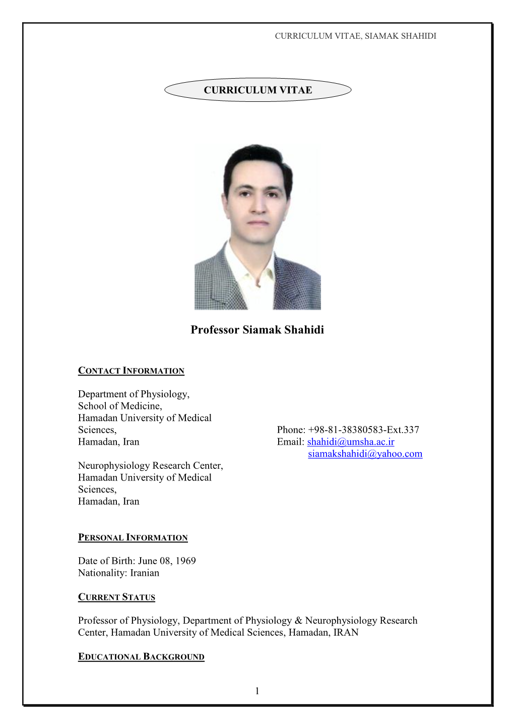 Curriculum Vitae (CV)