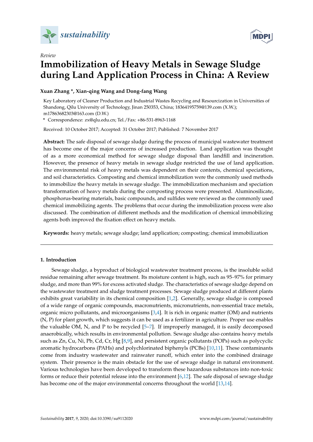 Immobilization of Heavy Metals in Sewage Sludge During Land Application Process in China: a Review