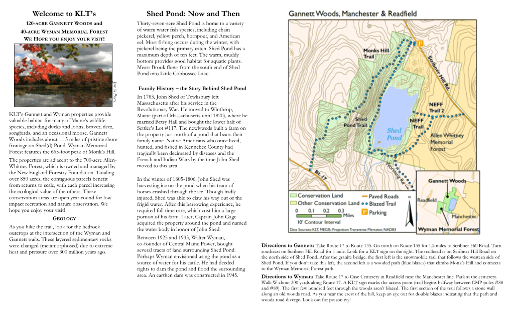 Welcome to KLT's Shed Pond: Now and Then