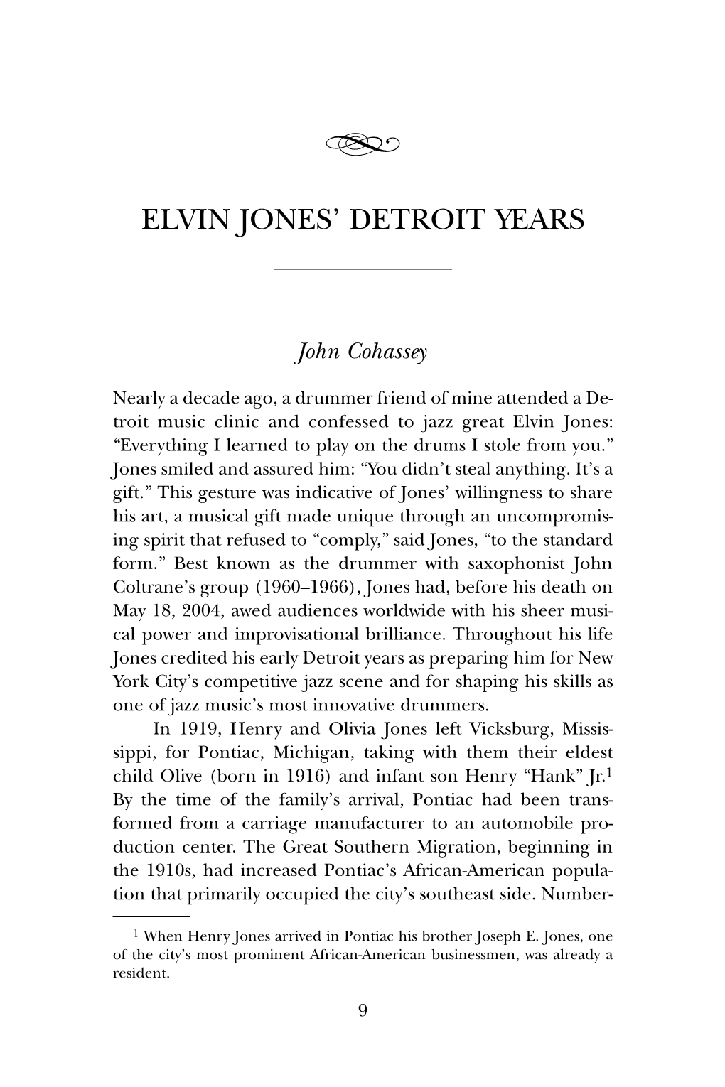 Elvin Jones' Detroit Years