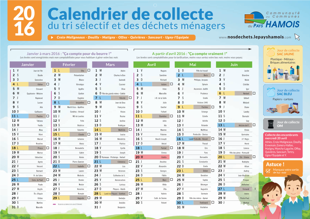 Calendrier De Collecte Du Tri Sélectif Et Des Déchets Ménagers