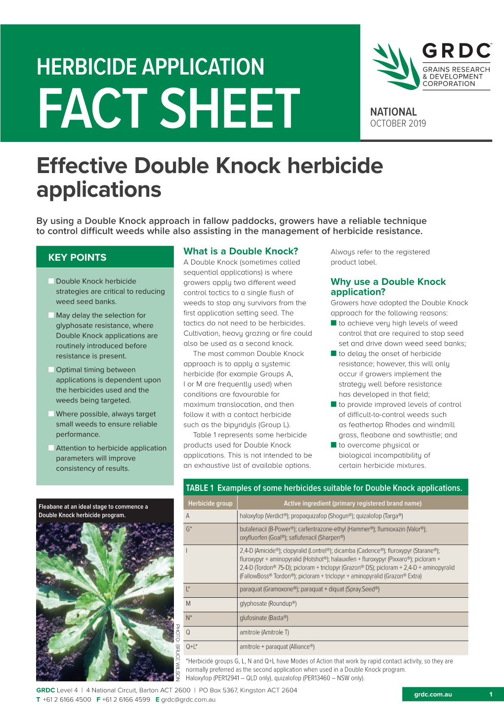 Herbicide Application Fact Sheet Effective Double Knock Herbicide Applications