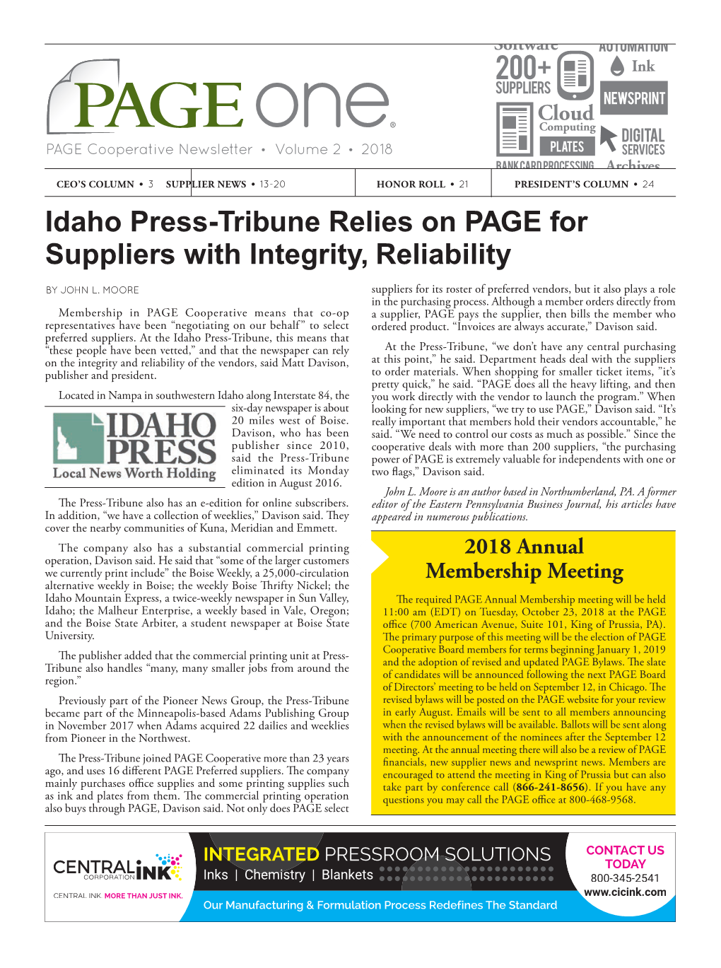 Idaho Press-Tribune Relies on PAGE for Suppliers with Integrity, Reliability