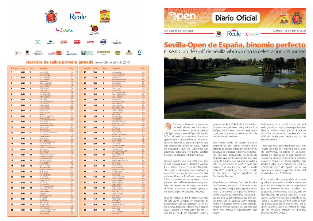 Sevilla-Open De España, Binomio Perfecto El Real Club De Golf De Sevilla Vibra Ya Con La Celebración Del Torneo