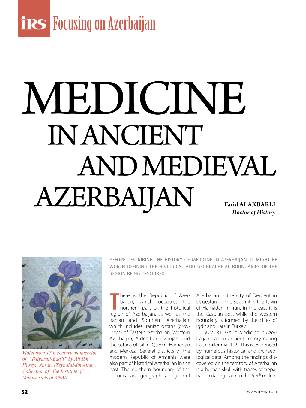 Medicine in Ancient and Medieval Azerbaijan
