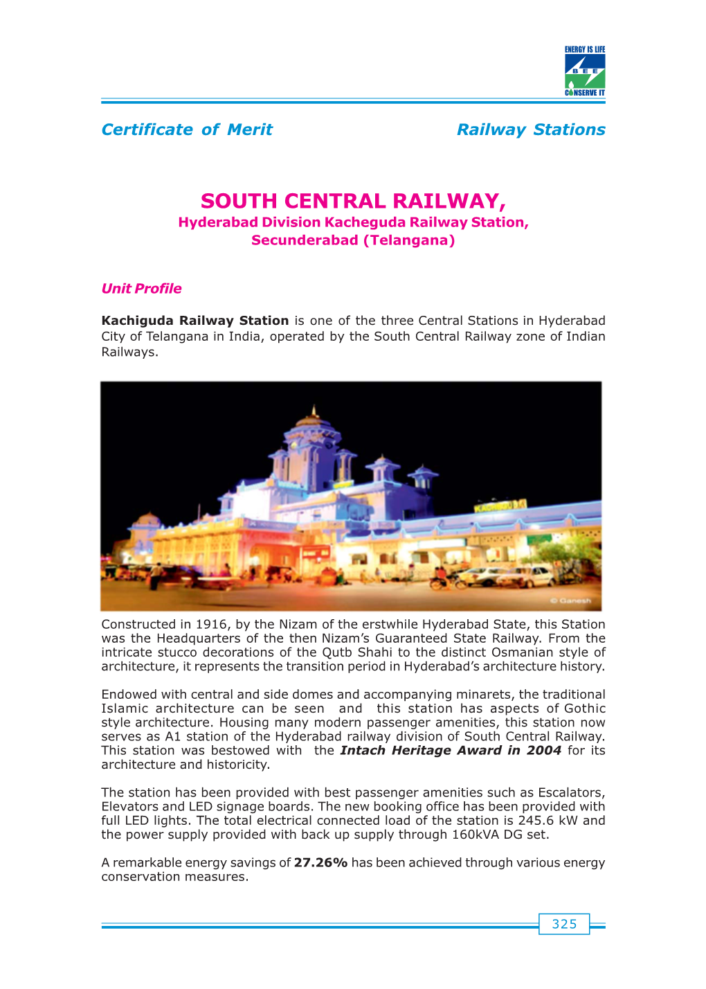 SOUTH CENTRAL RAILWAY, Hyderabad Division Kacheguda Railway Station, Secunderabad (Telangana)