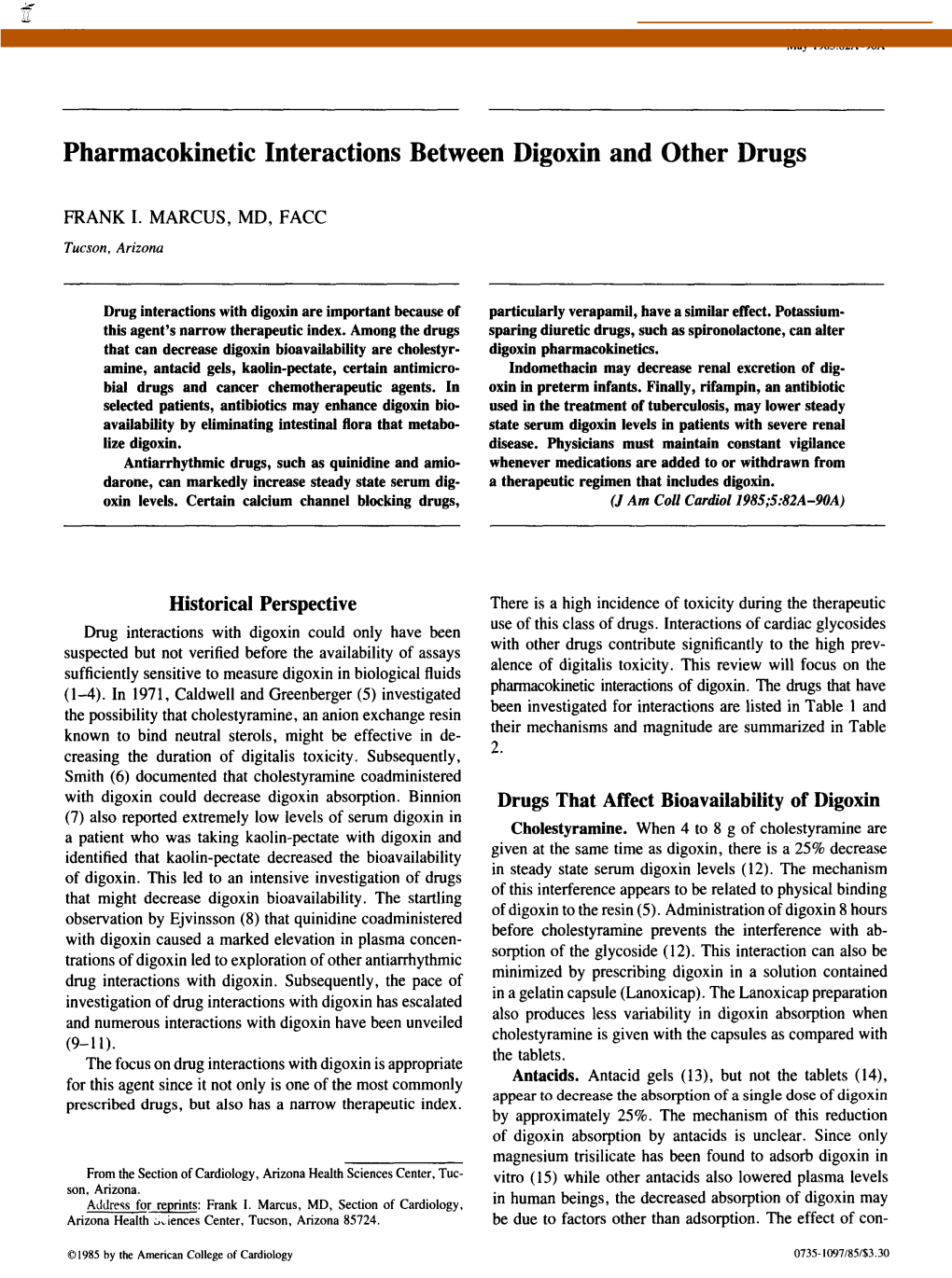 Pharmacokinetic Interactions Between Digoxin and Other Drugs