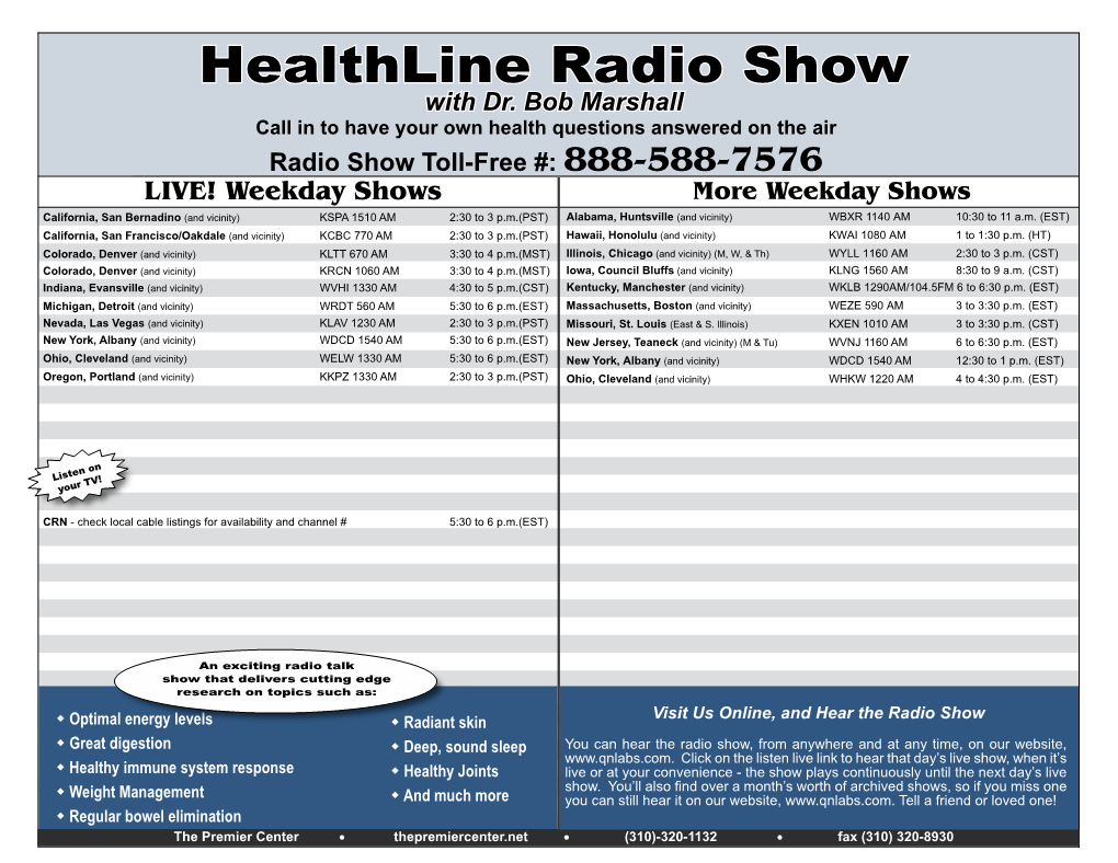 Healthline Radio Show with Dr