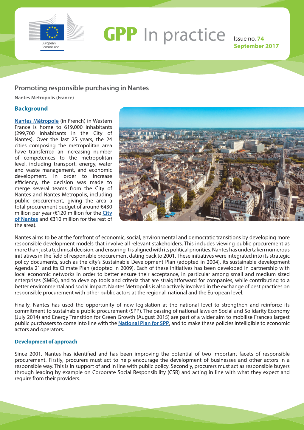 Promoting Responsible Purchasing in Nantes Nantes Metropolis (France) Background