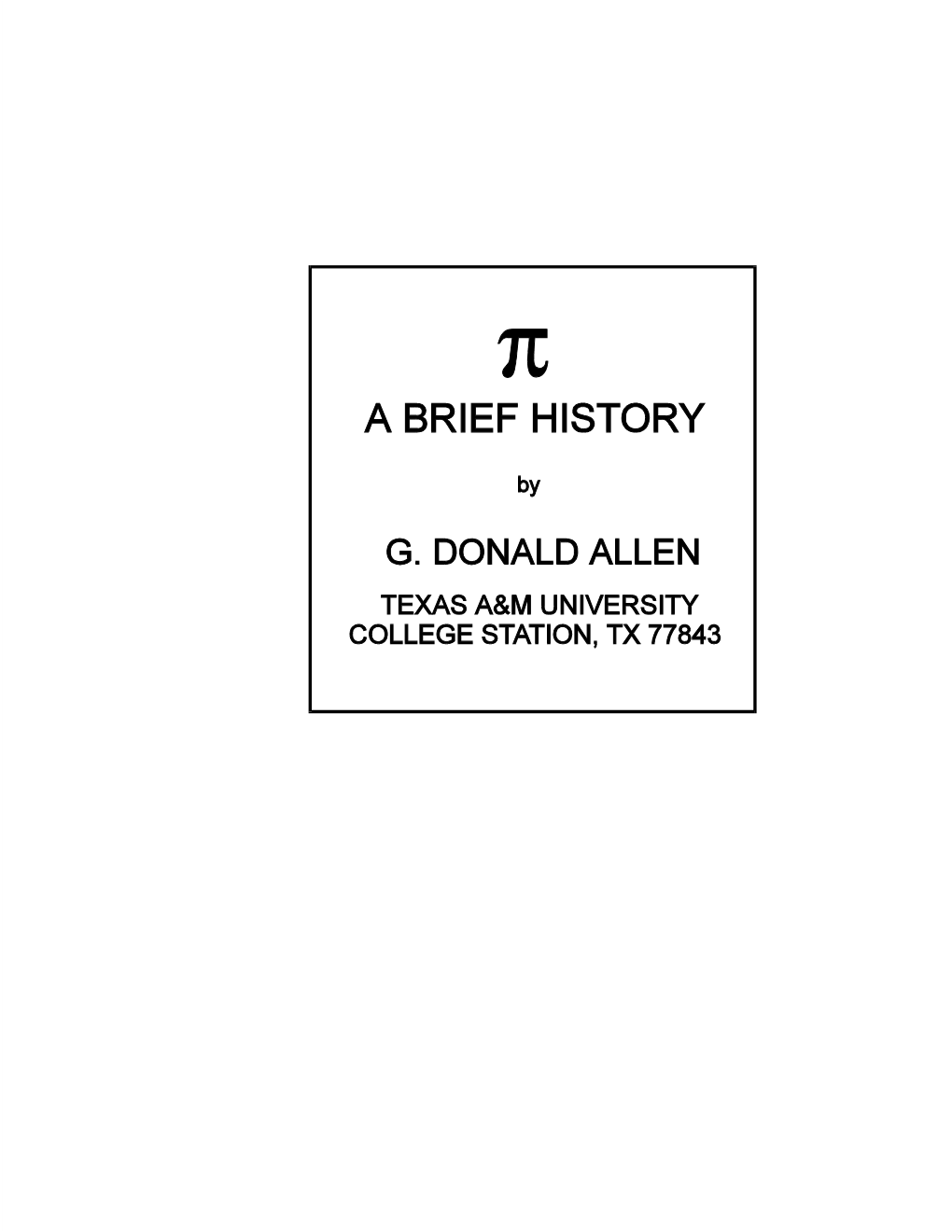 The Early History of Pi