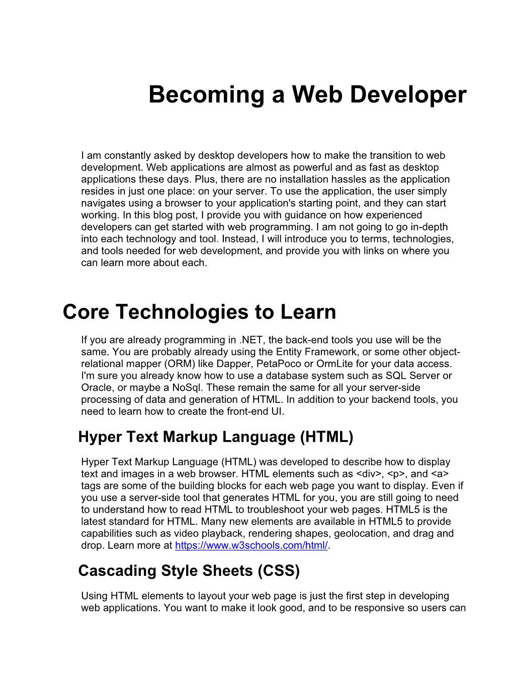 Becoming a Web Developer