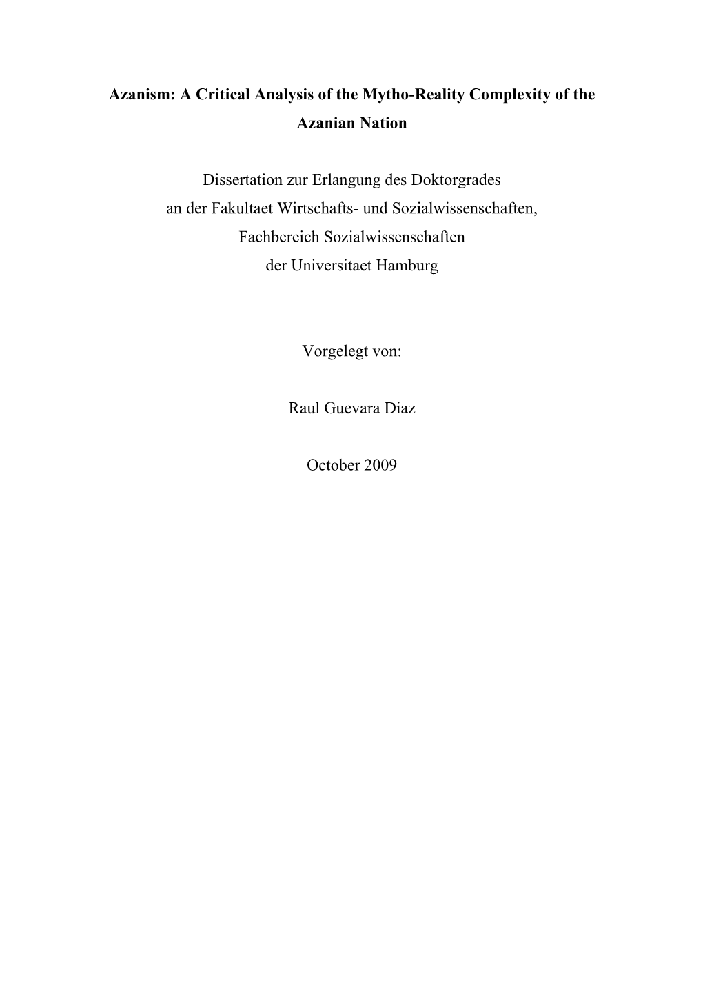 A Critical Analysis of the Mytho-Reality Complexity of the Azanian Nation