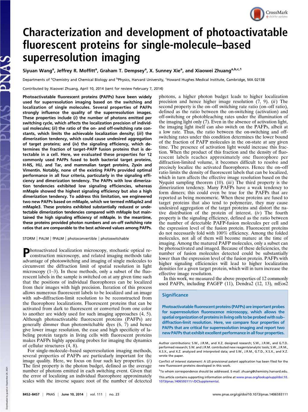 Characterization and Development of Photoactivatable Fluorescent Proteins for Single-Molecule–Based Superresolution Imaging