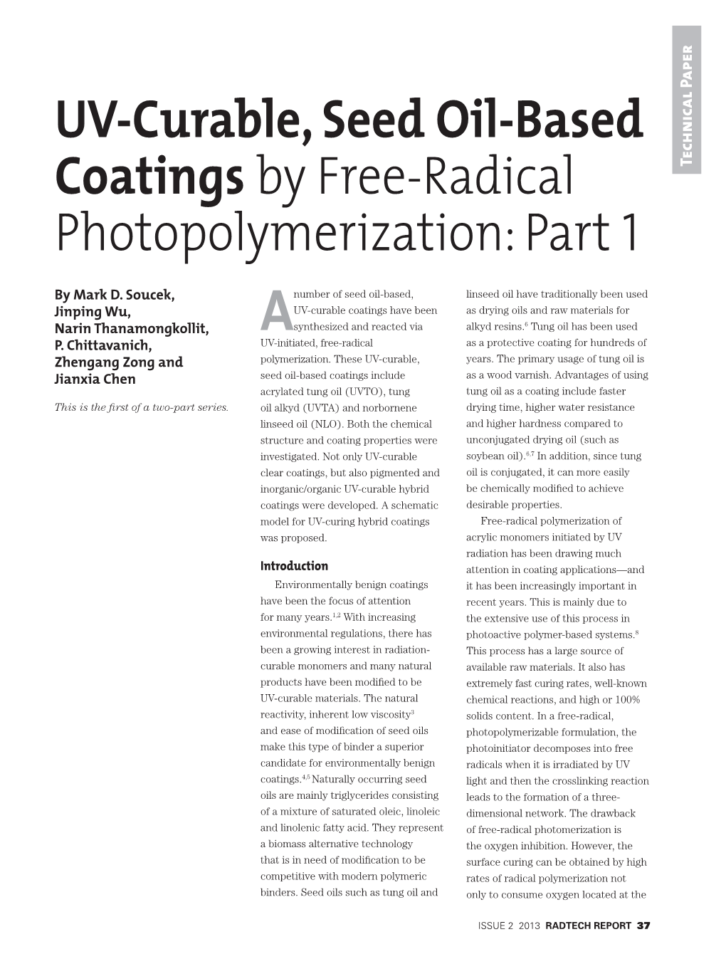 UV-Curable, Seed Oil-Based Coatings by Free-Radical Photopolymerization