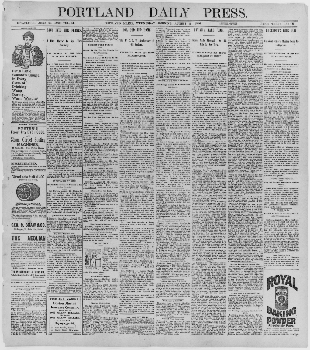 Portland Daily Press: August 12, 1896