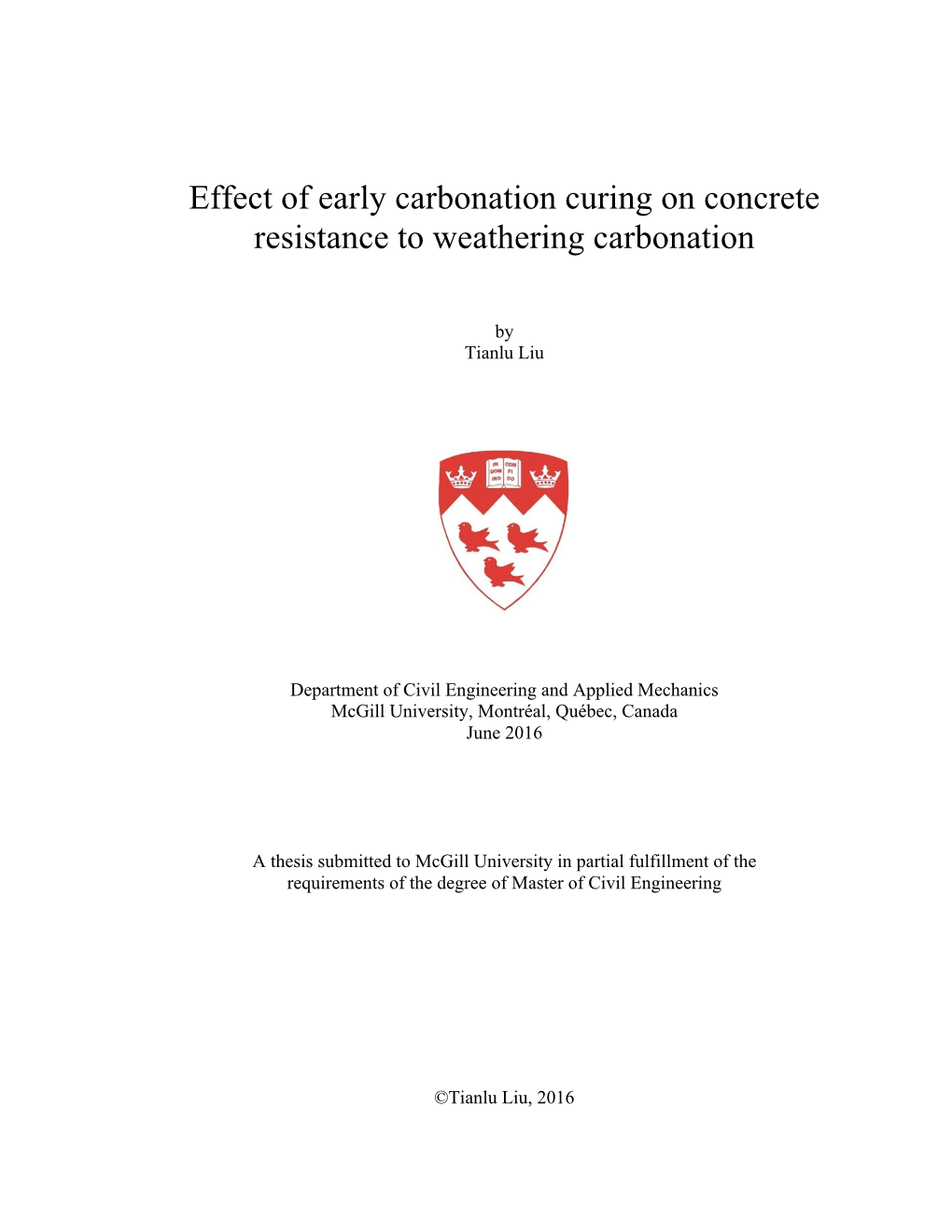 Effect of Early Carbonation Curing on Concrete Resistance to Weathering Carbonation