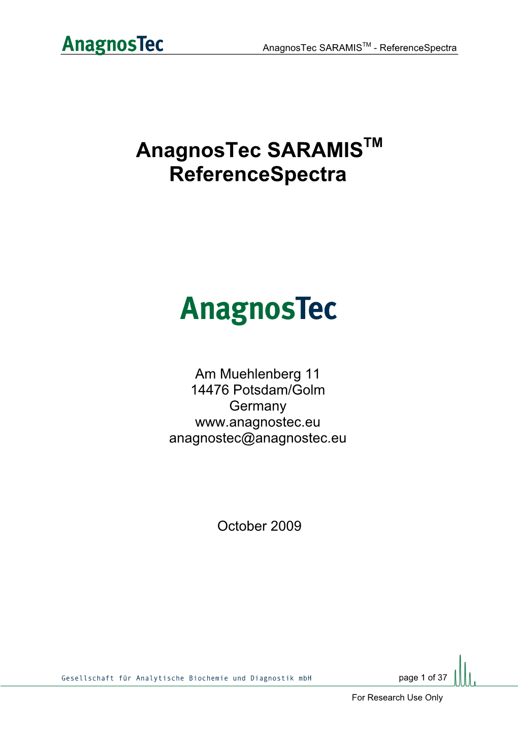 Anagnostec SARAMIS Referencespectra