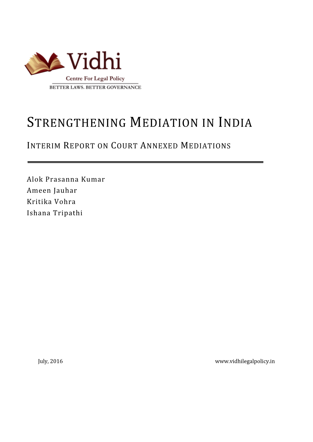 Strengthening Mediation in India