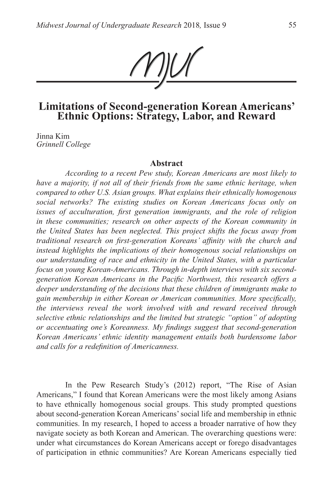 Limitations of Second-Generation Korean Americans' Ethnic Options