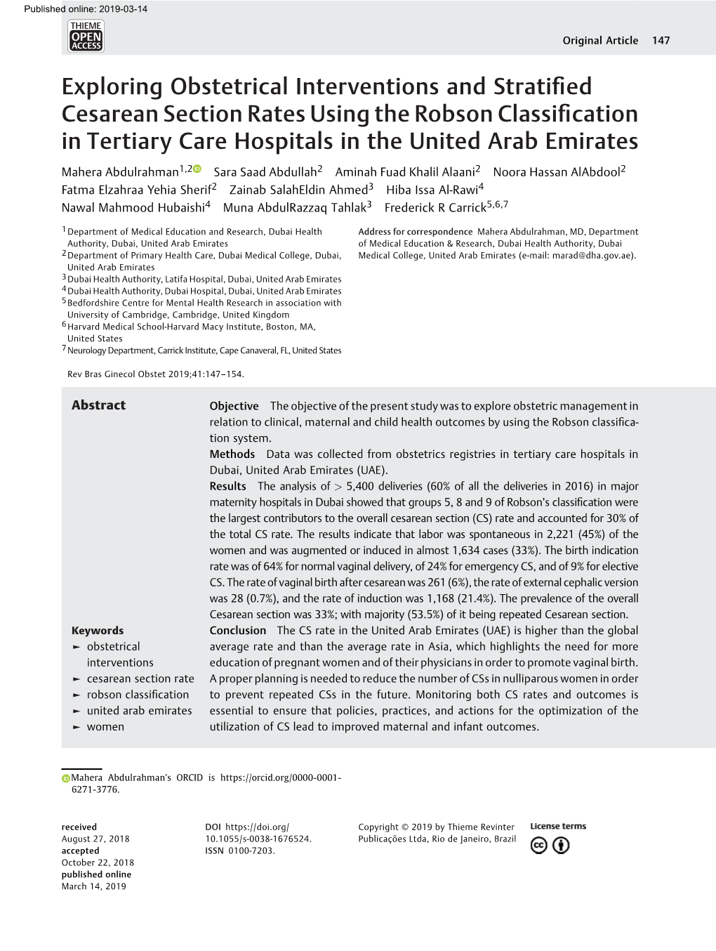 Exploring Obstetrical Interventions and Stratified Cesarean Section Abdulrahman Et Al