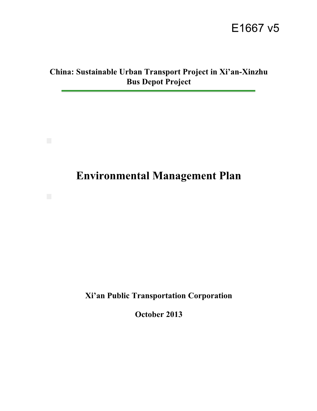 Environmental Management Plan (EMP) for Meizhou Bay Improvements Project