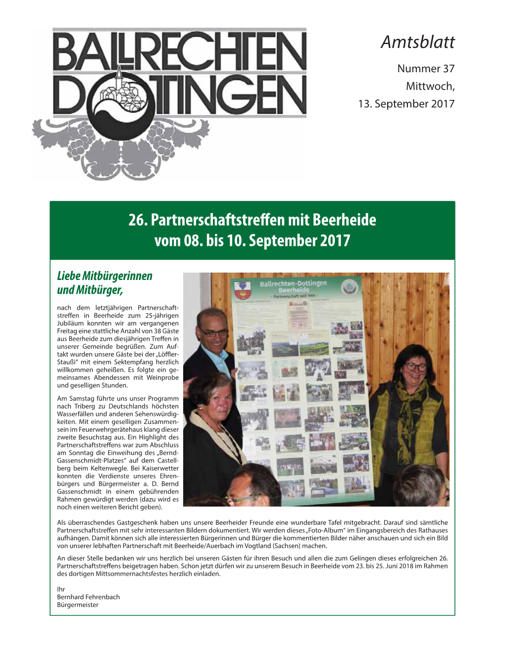 Amtsblatt Nummer 37 Mittwoch, 13