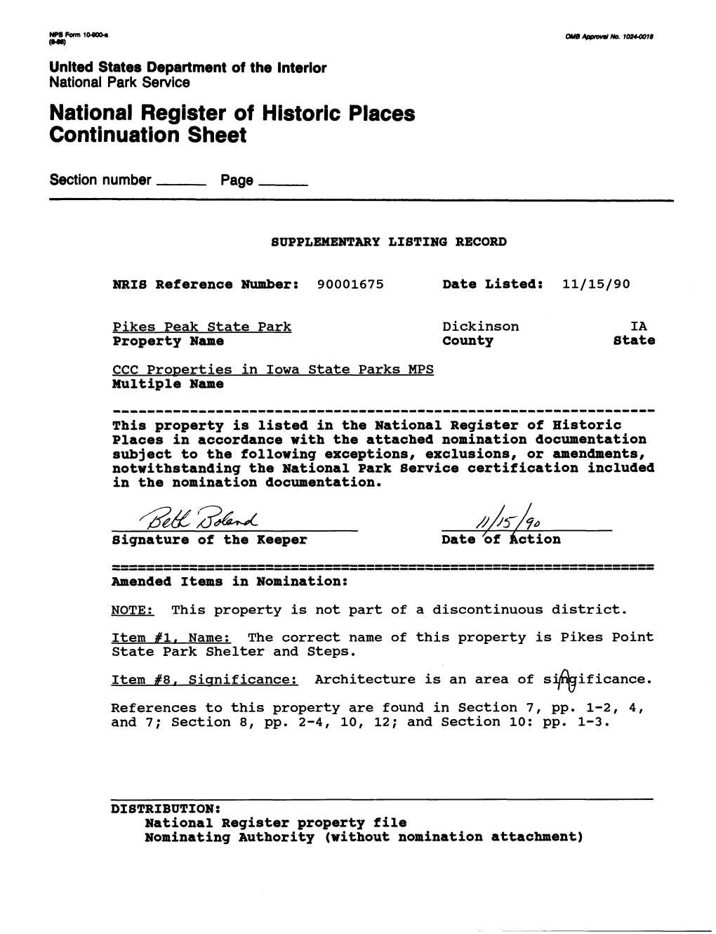 National Register of Historic Places Continuation Sheet