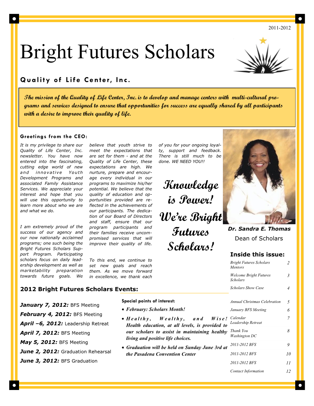 Bright Futures Scholars Newsletter