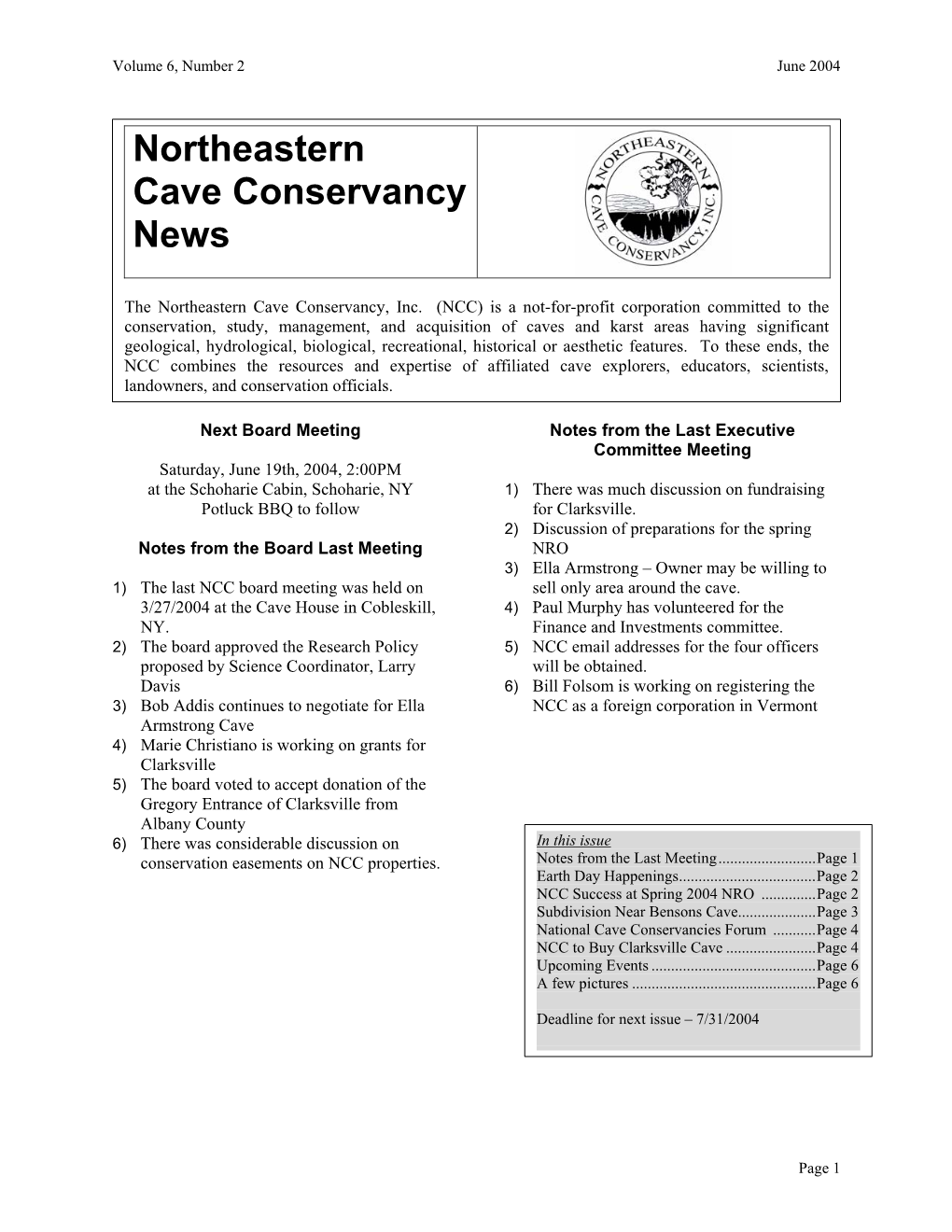 Northeastern Cave Conservancy News