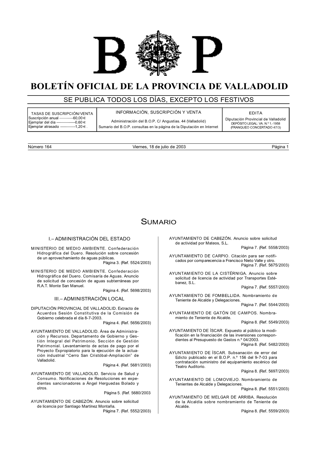 Boletín Oficial De La Provincia De Valladolid