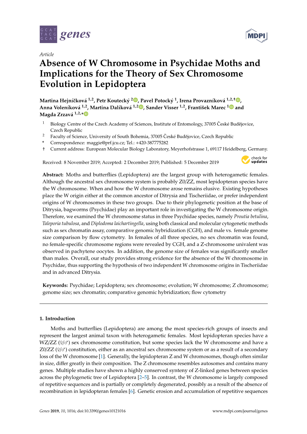 Absence of W Chromosome in Psychidae Moths and Implications for the Theory of Sex Chromosome Evolution in Lepidoptera