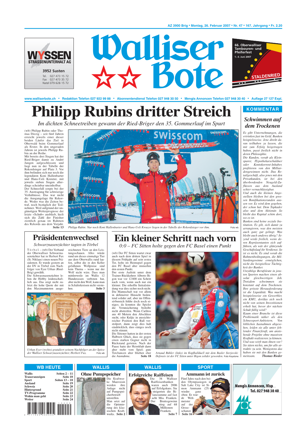 Philipp Rubins Dritter Streich Schwimmen Auf Im Dichten Schneetreiben Gewann Der Ried-Briger Den 35