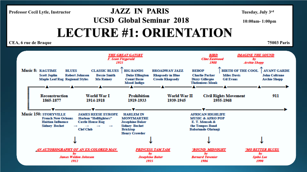 Lecture #1: Orientation