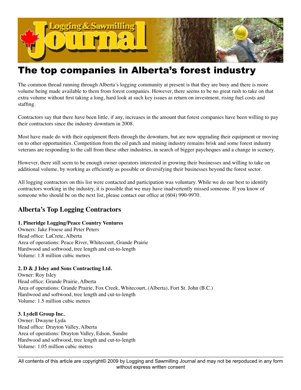 The Top Companies in Alberta's Forest Industry