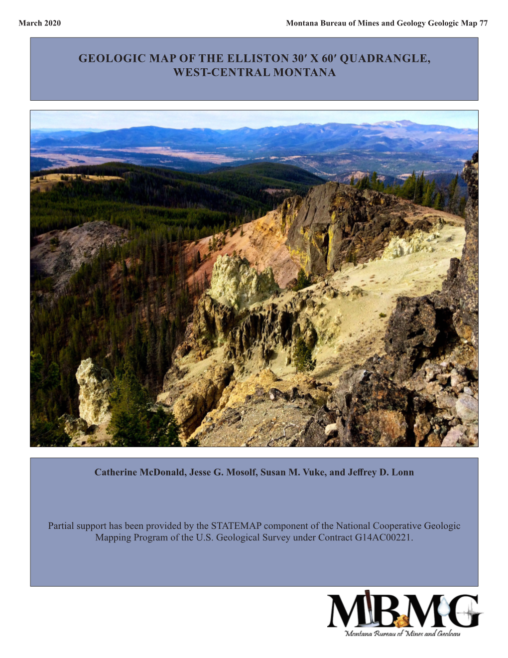 Geologic Map of the Elliston 30′ X 60′ Quadrangle, West-Central Montana