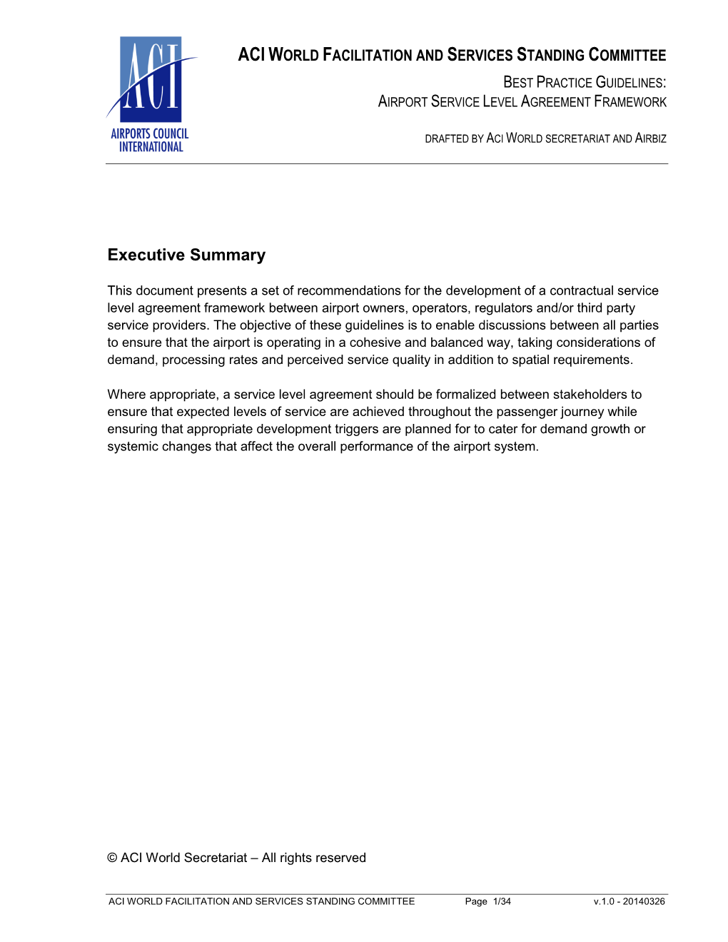 Best Practice Guidelines: Airport Service Level Agreement Framework