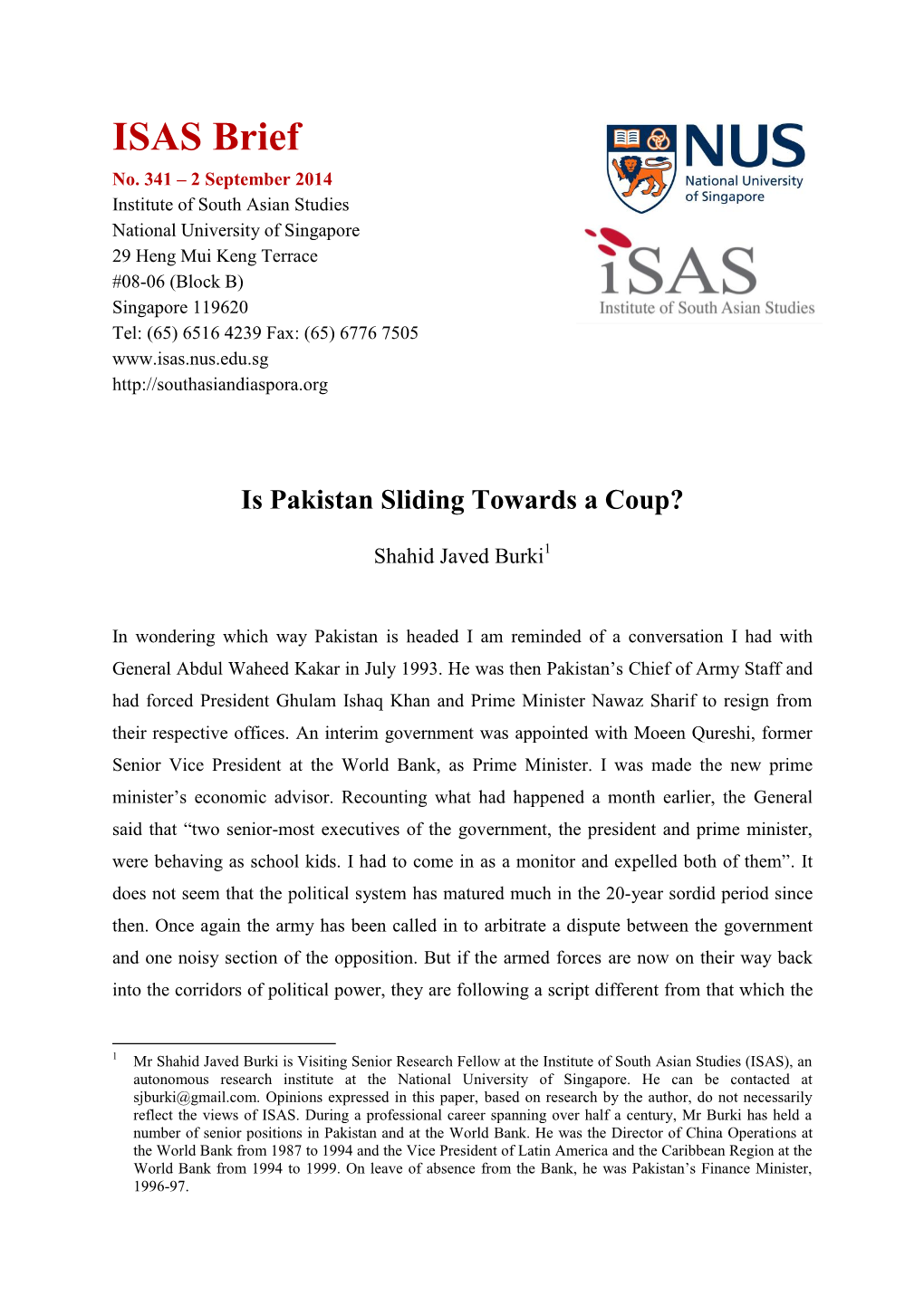 Is Pakistan Sliding Towards a Coup?