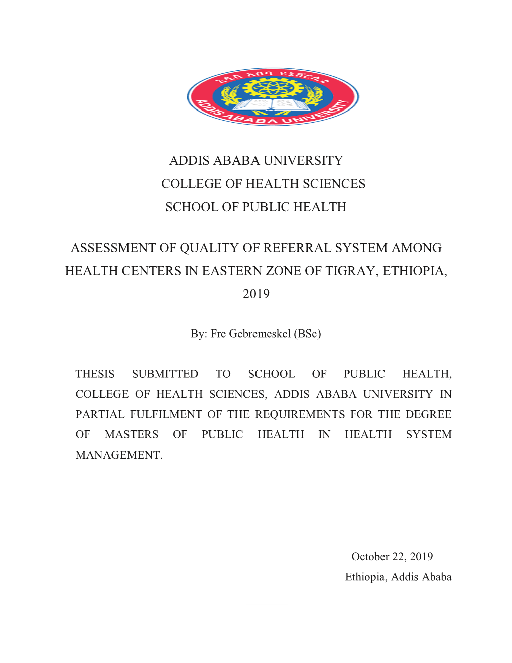 Addis Ababa University College of Health Sciences