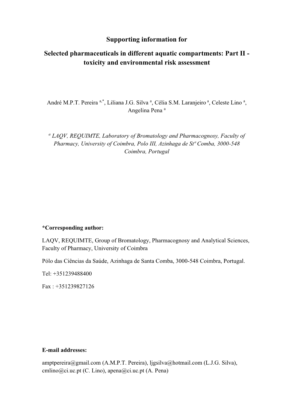 Toxicity and Environmental Risk Assessment