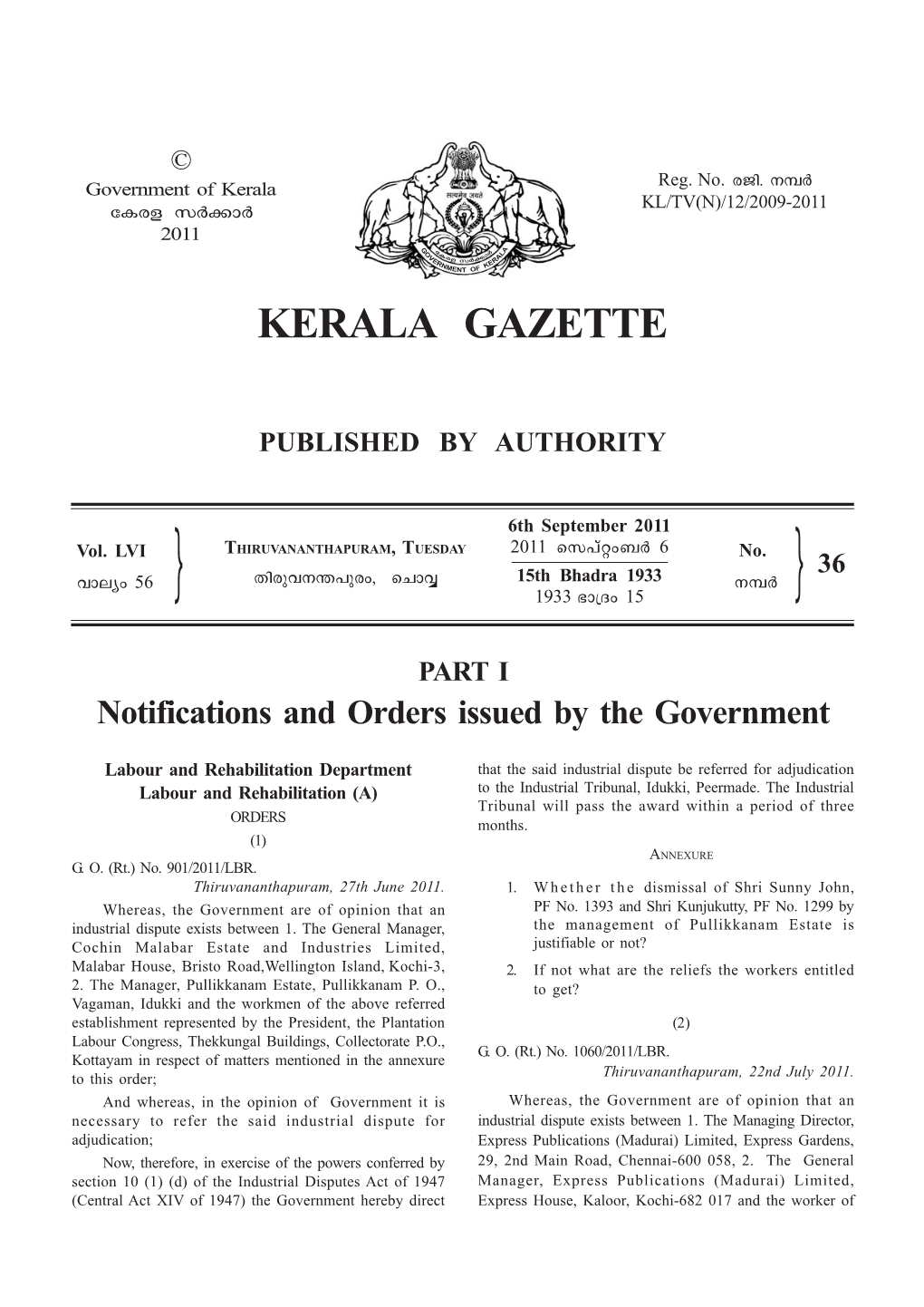 Kerala Gazette