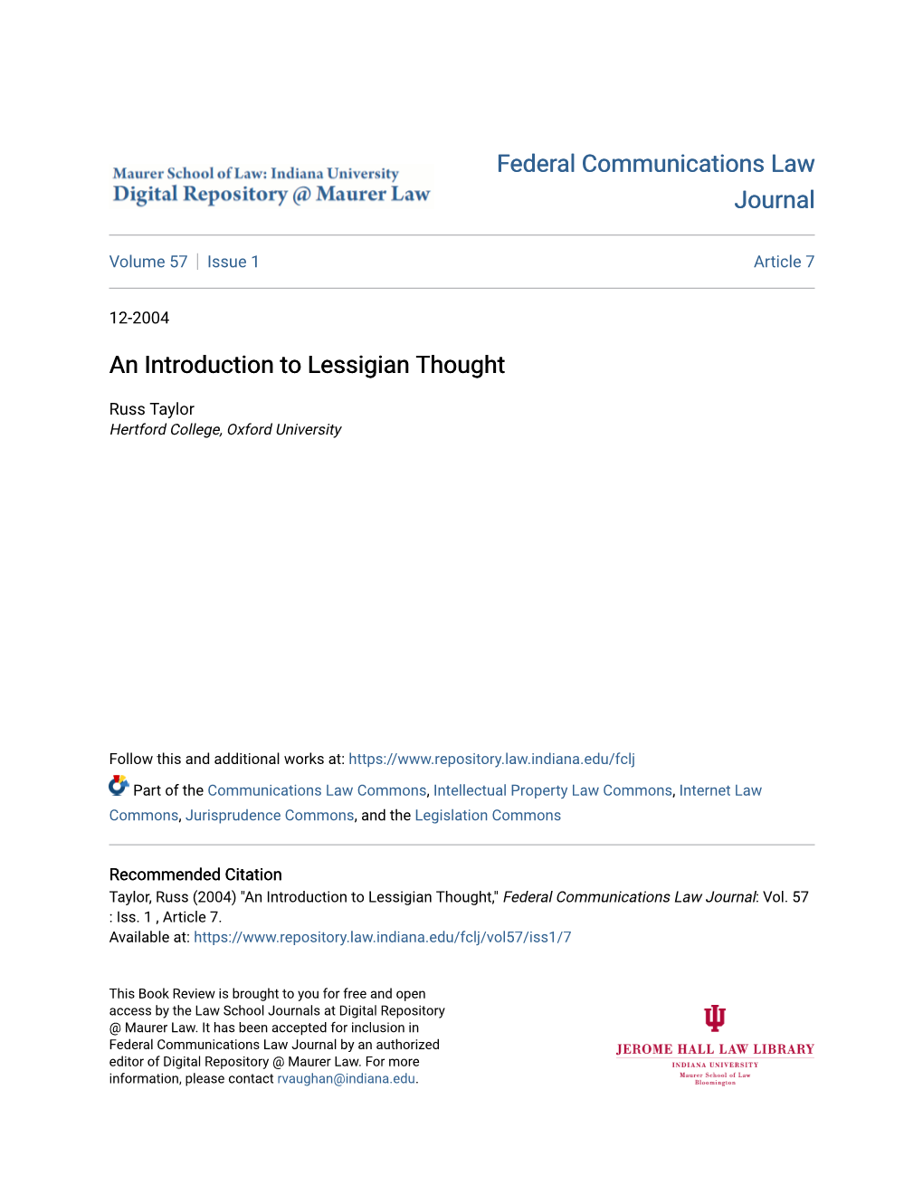 An Introduction to Lessigian Thought