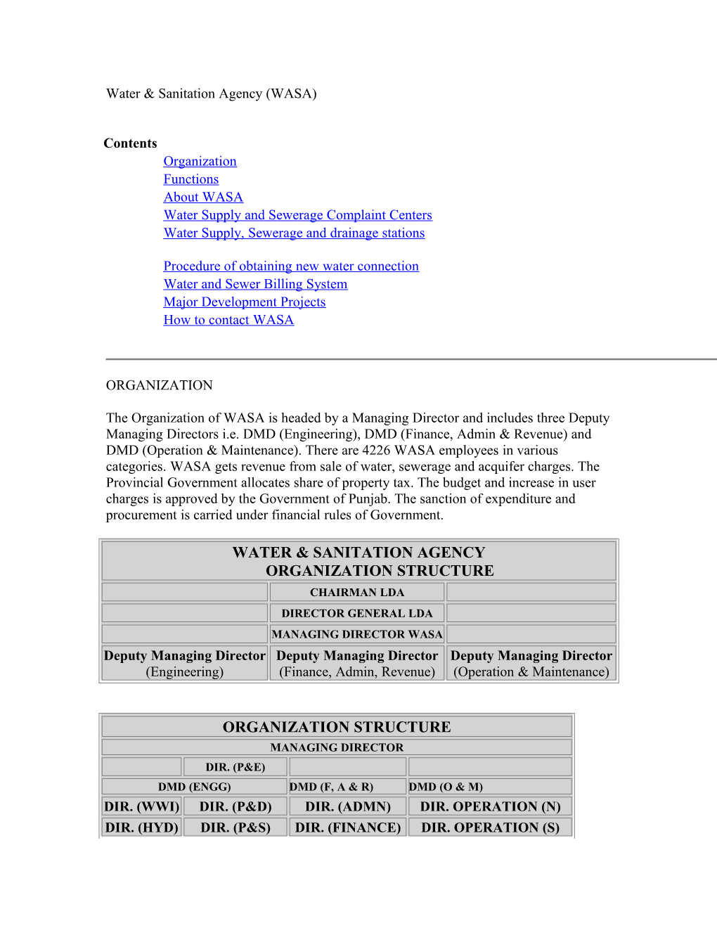 Water & Sanitation Agency (WASA)