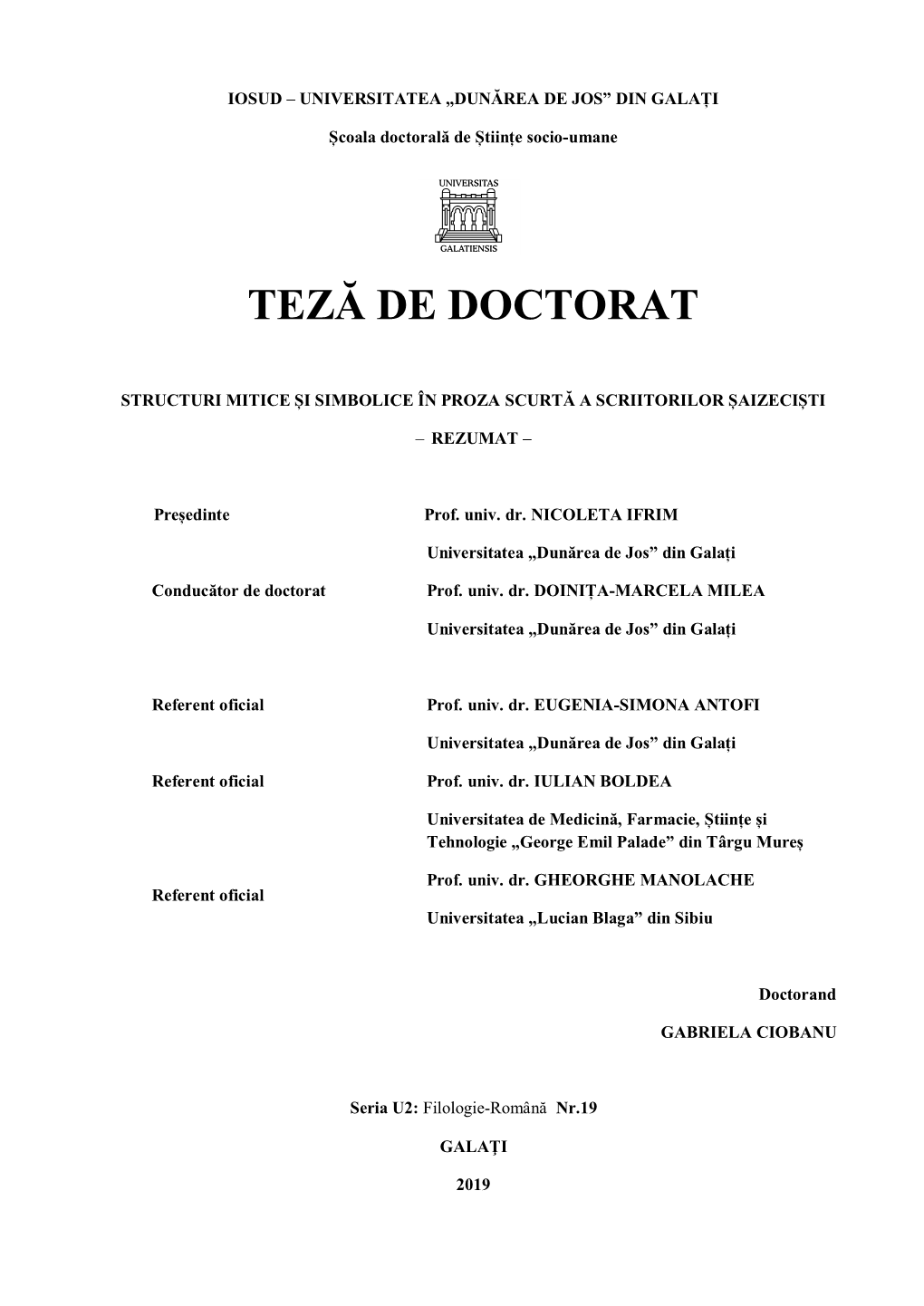 Teză De Doctorat