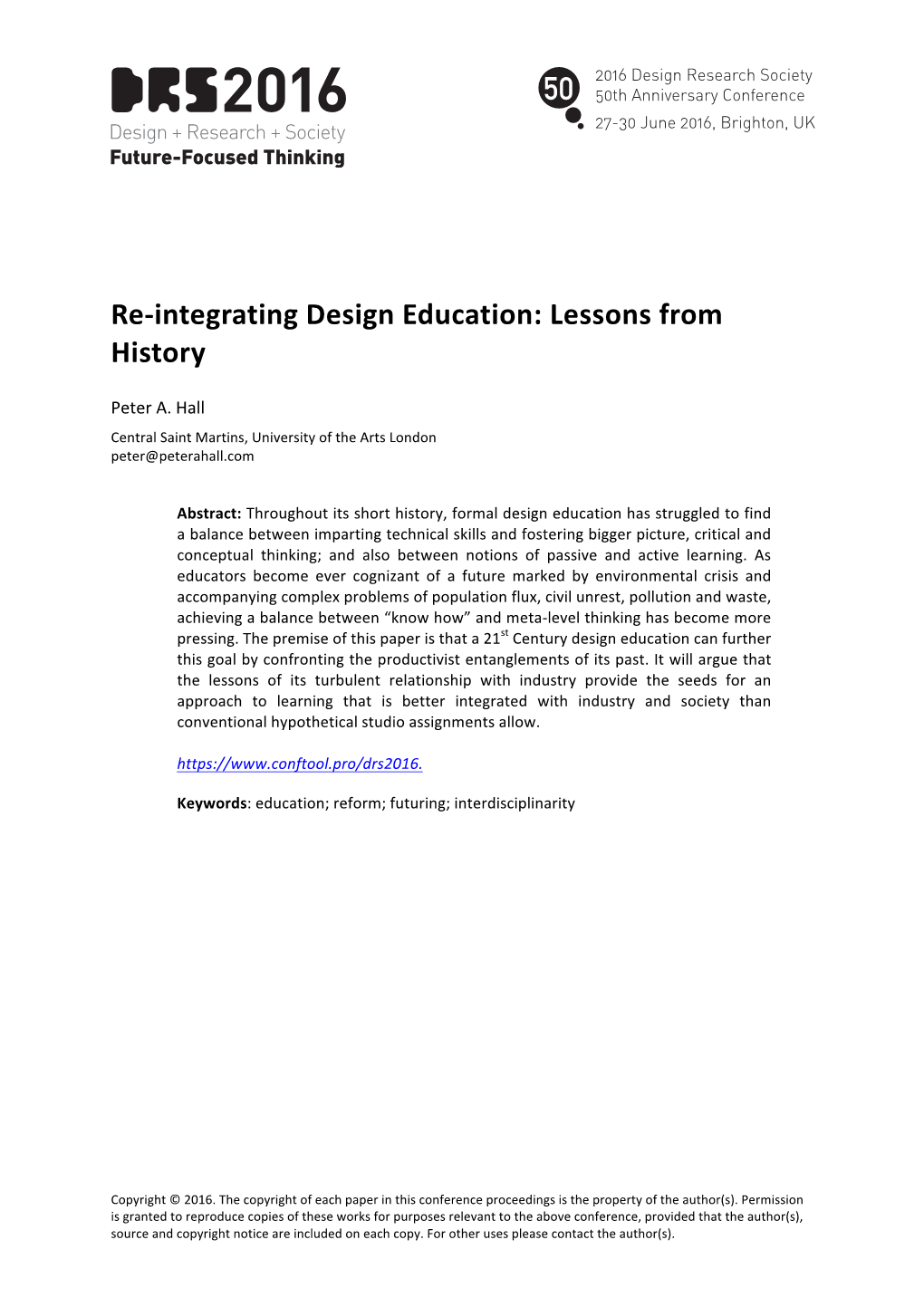 Re-Integrating Design Education: Lessons from History