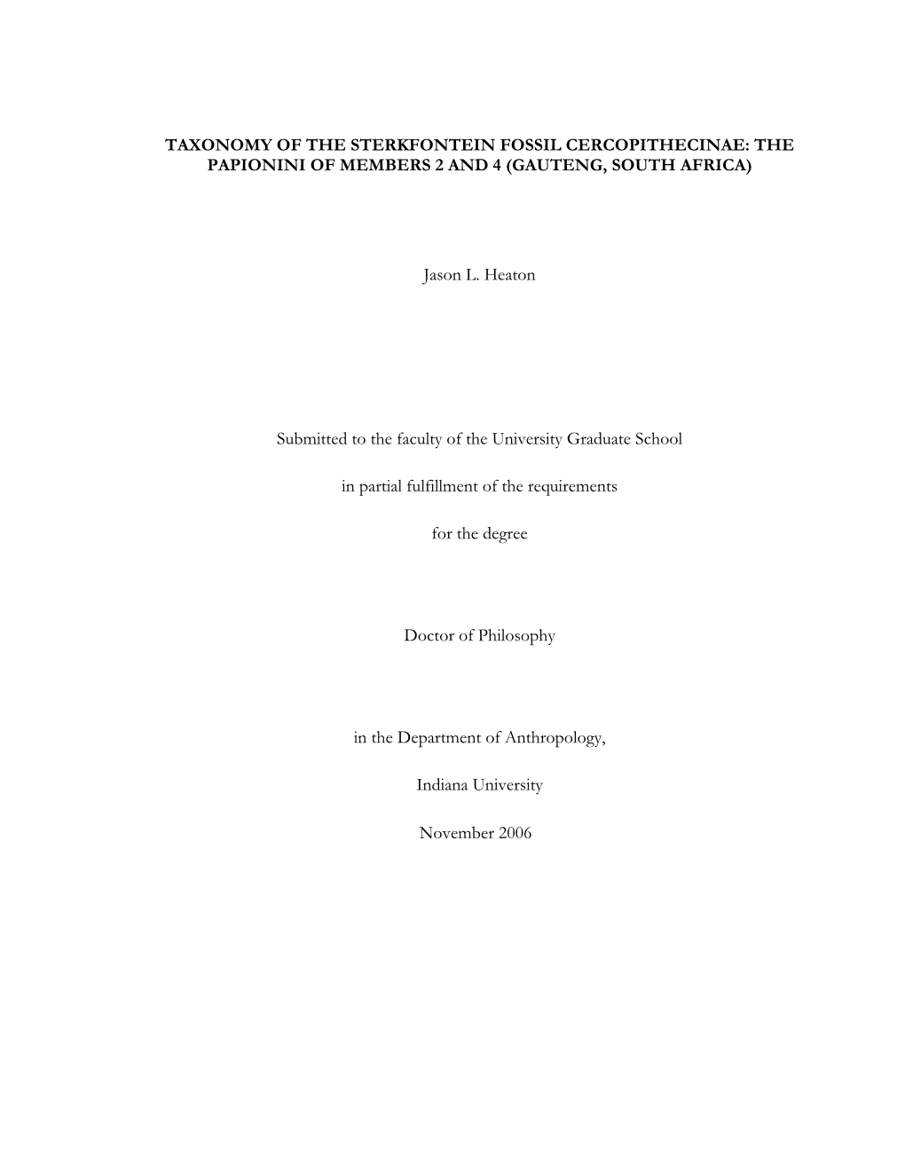 Taxonomy of the Sterkfontein Fossil Cercopithecinae: the Papionini of Members 2 and 4 (Gauteng, South Africa)