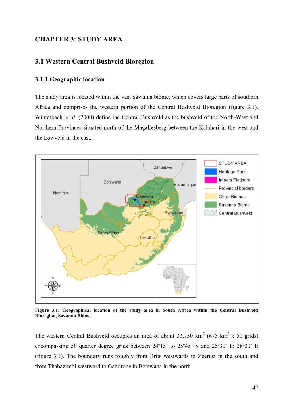 CHAPTER 3: STUDY AREA 3.1 Western Central Bushveld Bioregion